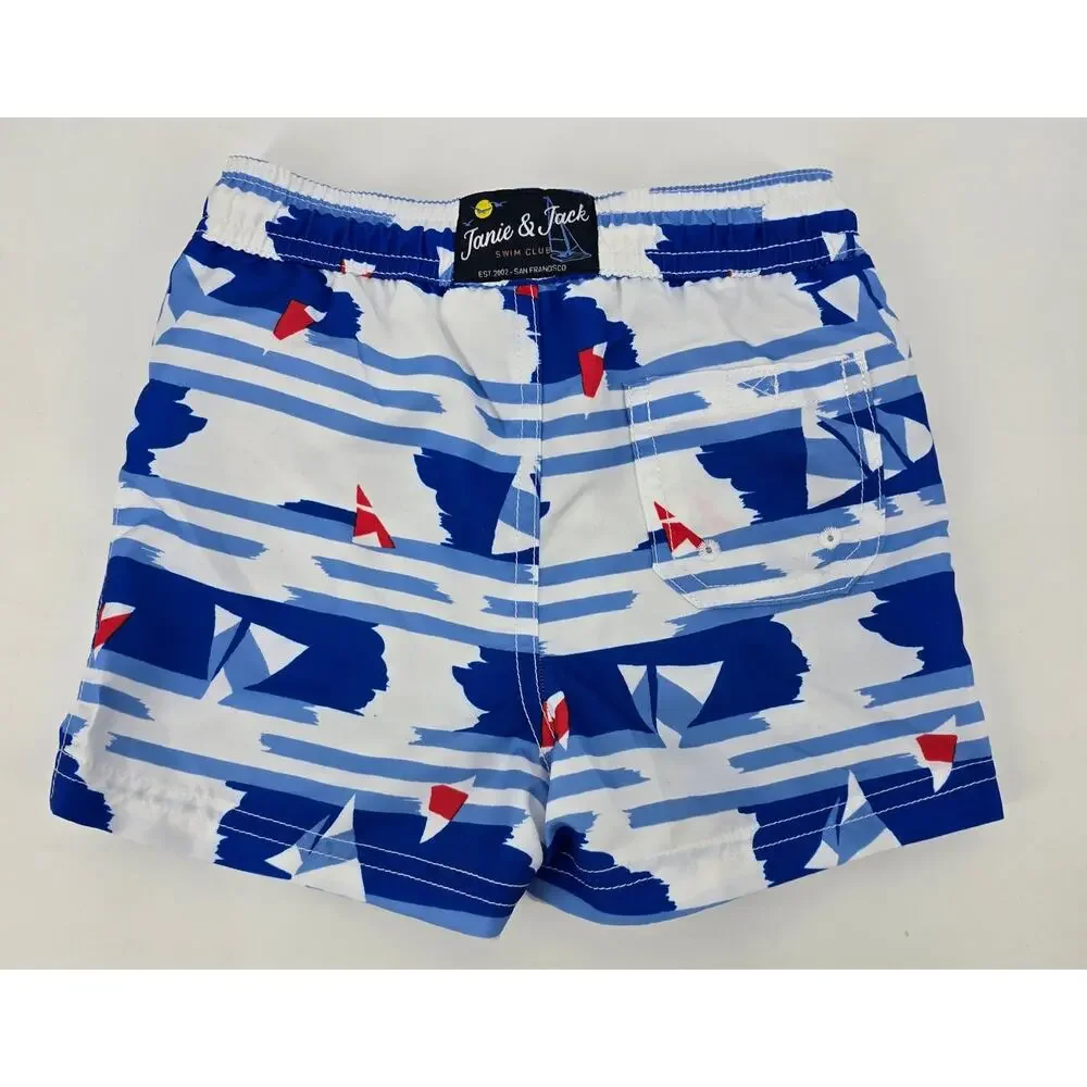 Janie and Jack Boys Swim Trunks‎  Nautical Sailboat Print Coastal Preppy